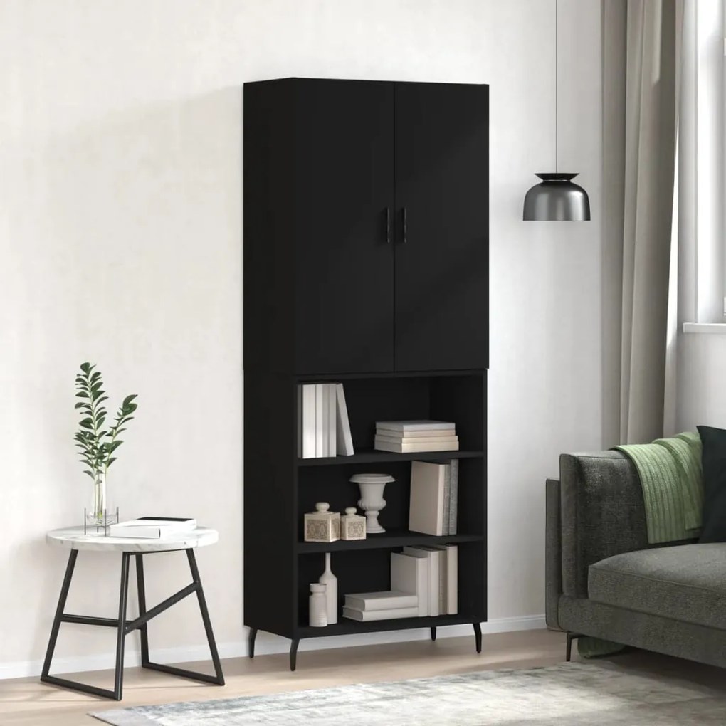 vidaXL Armário alto 69,5x34x180 cm derivados de madeira preto