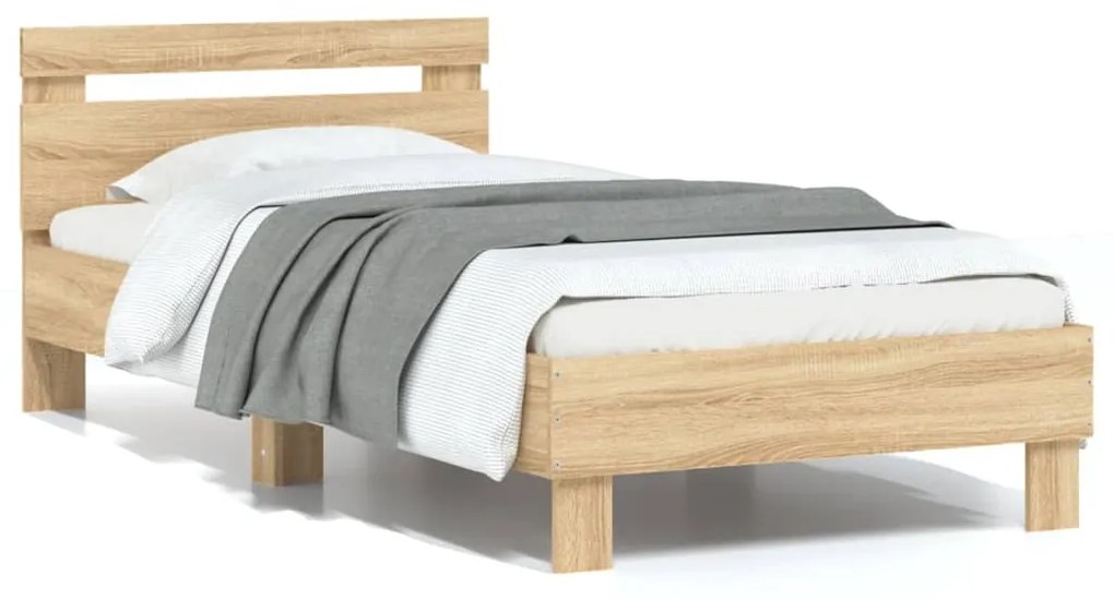vidaXL Cama sem colchão com cabeceira 90x190 cm carvalho sonoma