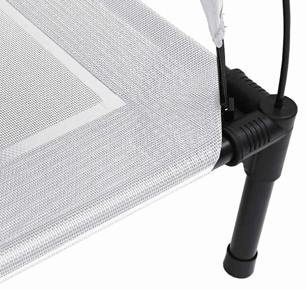 Cama Elevada para Cães com Toldo Removível Prata L Aço