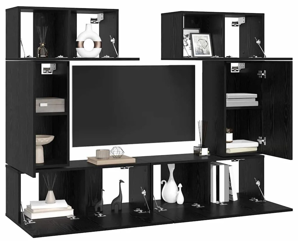 Conjunto de móvel de TV 6 pcs Carvalho preto 80 x 30 x 30 cm