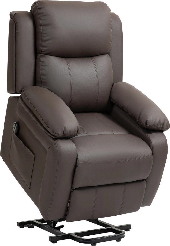 HOMCOM Poltrona Relax Levanta Pessoas com Controle Remoto Reclinação Elétrica de 160° Apoio para os Pés 76x90x105 cm Castanho Escuro | Aosom Portugal