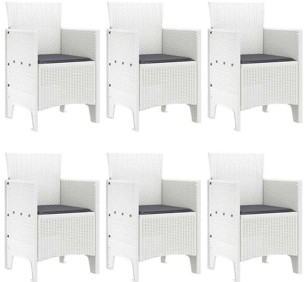 Conjunto de Jantar de Jardim 7 pcs Branco Rattan / Vime