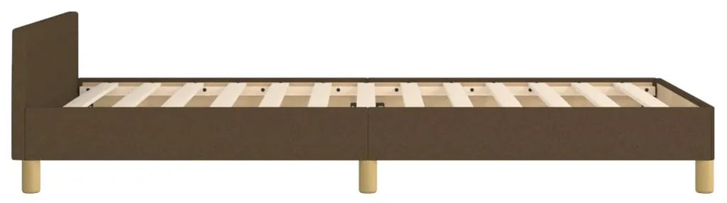 Estrutura de cama sem colchão 90x200 cm tecido castanho-escuro