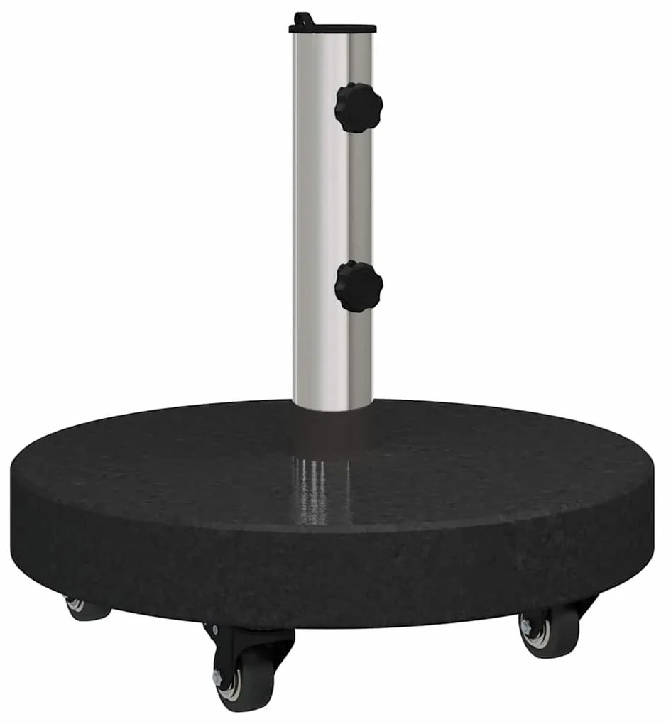 Base de Guarda-Sol com Rodas para Postes de Ø38/48mm - Granito Preto,