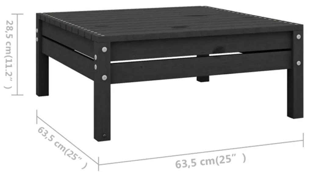 6 pcs conjunto lounge de jardim pinho maciço preto