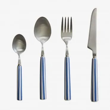 Conjunto De Talheres De 16 Peças Em Aço Inoxidável E Cerâmica Ireli Azul Ken - Branco - Sklum
