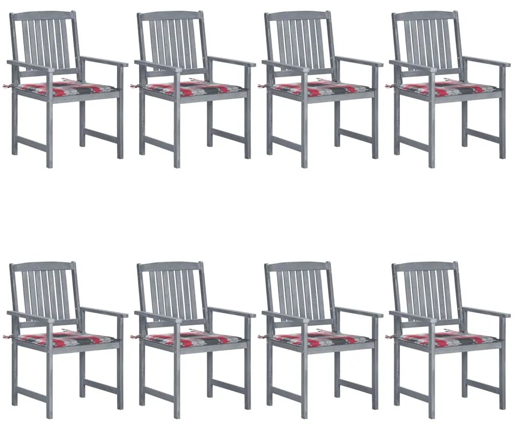 vidaXL Cadeiras de jardim c/ almofadões 8 pcs acácia maciça cinzento