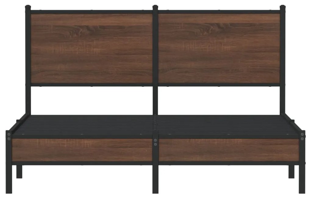 Estrutura cama sem colchão 150x200cm metal carvalho castanho