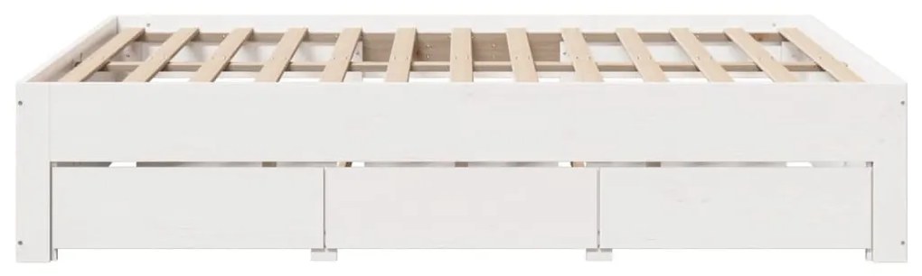 Cama sem colchão com gavetas 140x190 cm pinho maciço branco