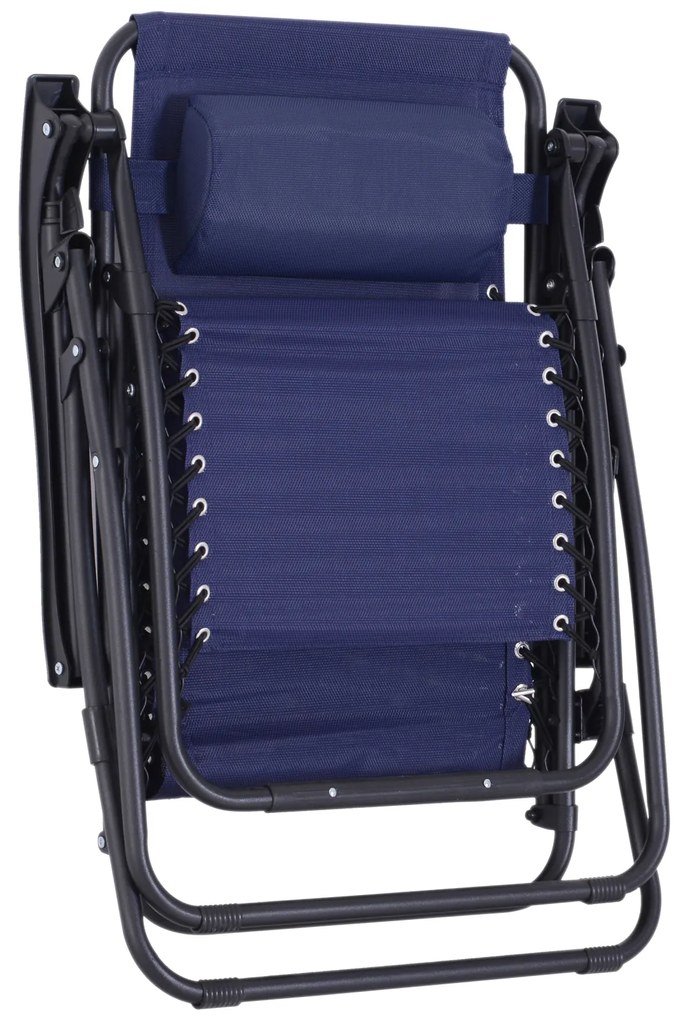 Outsunny Espreguiçadeira Dobrável de Jardim Espreguiçadeira de Gravidade Zero para Pátio Terraço Carga Máxima 150kg 90x65x110 cm Azul