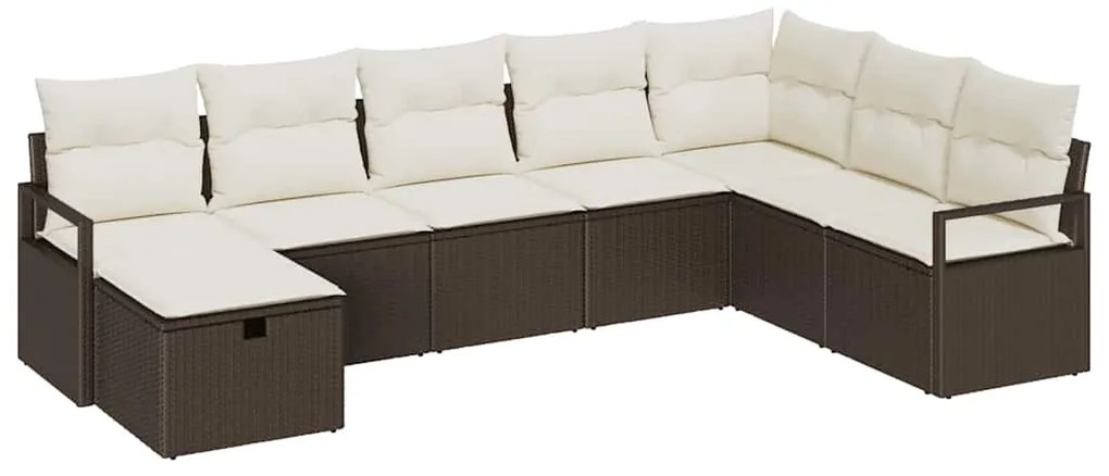 Conjunto de Sofá de Jardim de 8 Peças com Almofadas de Rattan Poliéste