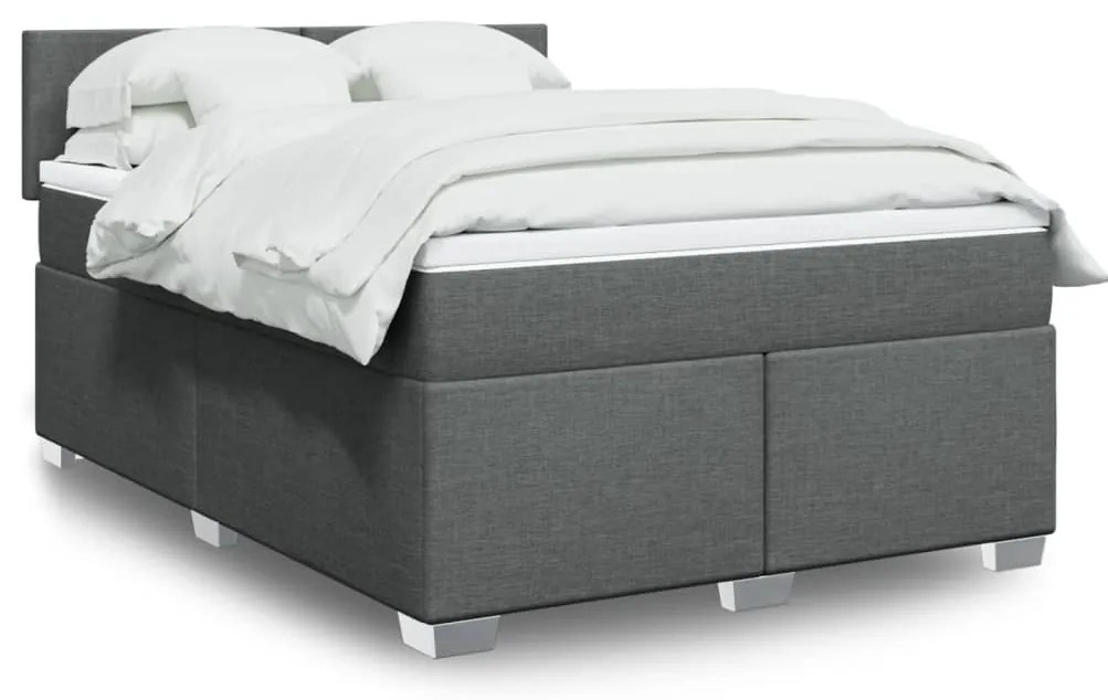 Cama com molas/colchão 140x190 cm tecido cinzento-escuro