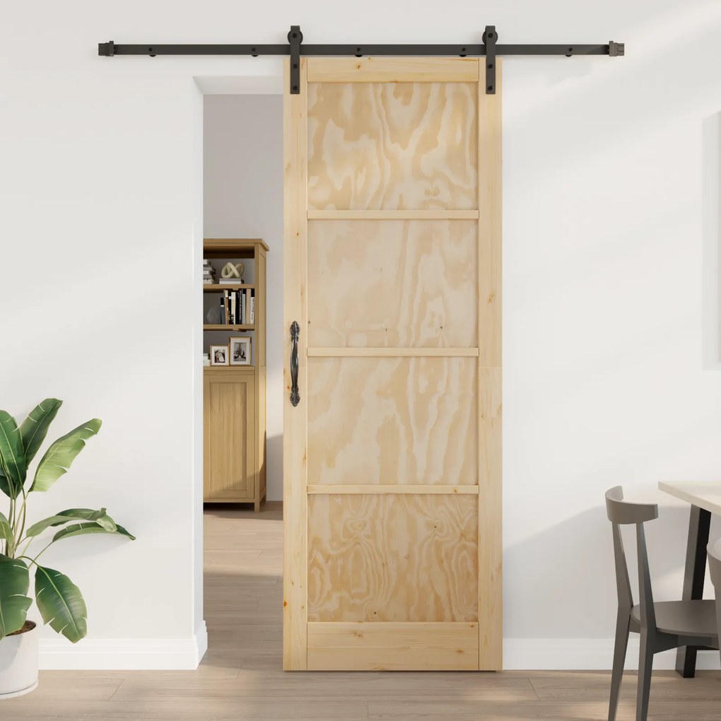 Porta de Correr vidaXL com Conjunto de Ferragens 83x232 cm Madeira Sól