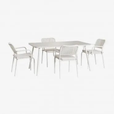 Conjunto De Mesa E 4 Cadeiras De Jardim Arhiza Gardénia Branco - Sklum