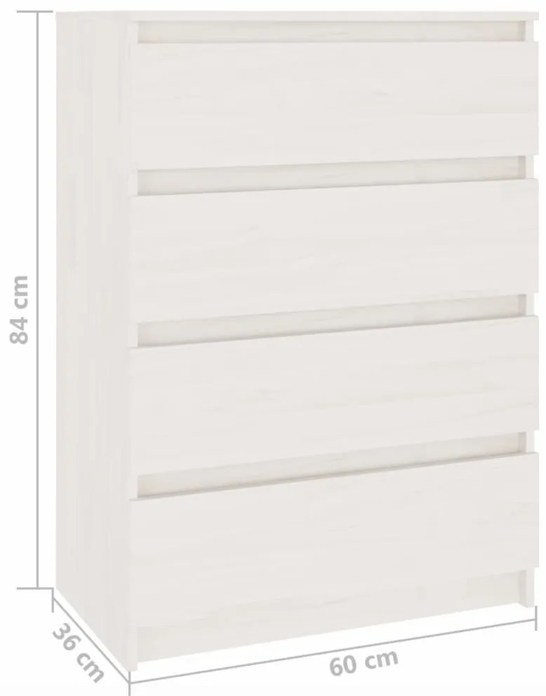 Armário de apoio pinho maciço 60x36x84 cm branco