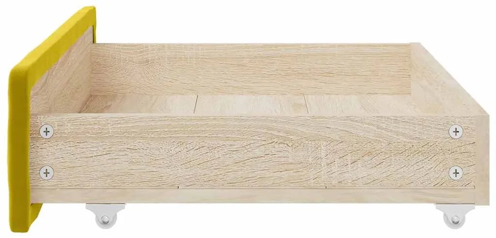 Gavetas de cama 2 pcs derivados de madeira e veludo amarelo