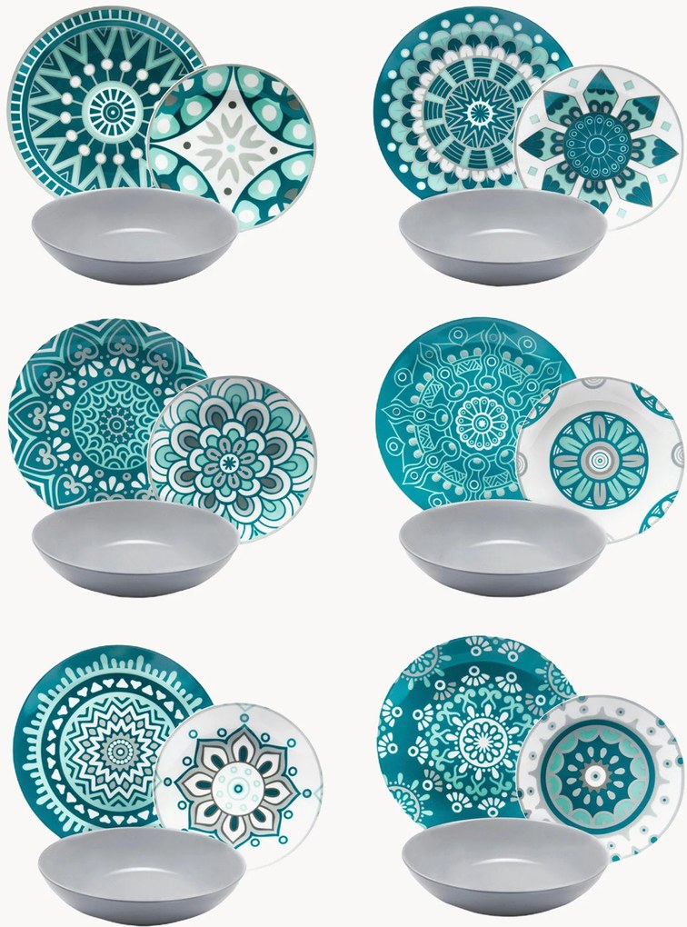 Conjunto de loiça Mandala, 6 pessoas, conjunto de 18