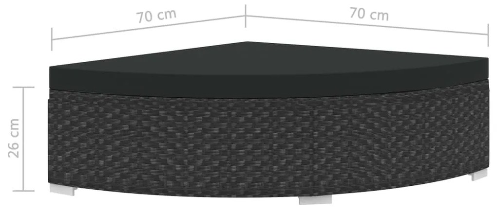 6 pcs conjunto lounge de jardim c/ almofadões vime PE preto