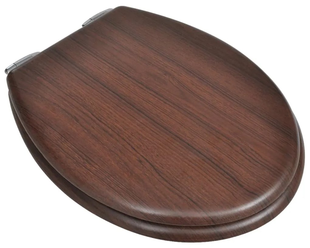 Assentos de sanita com tampas de fecho suave 2 pcs MDF castanho