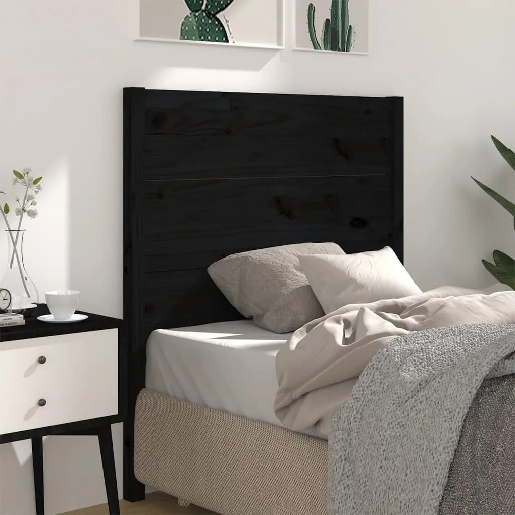 vidaXL Cabeceira de cama 81x4x100 cm pinho maciço preto