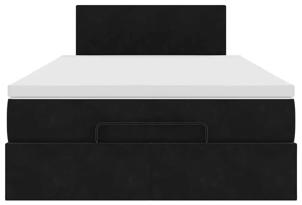 Cama otomana com colchão 120x190 cm veludo preto