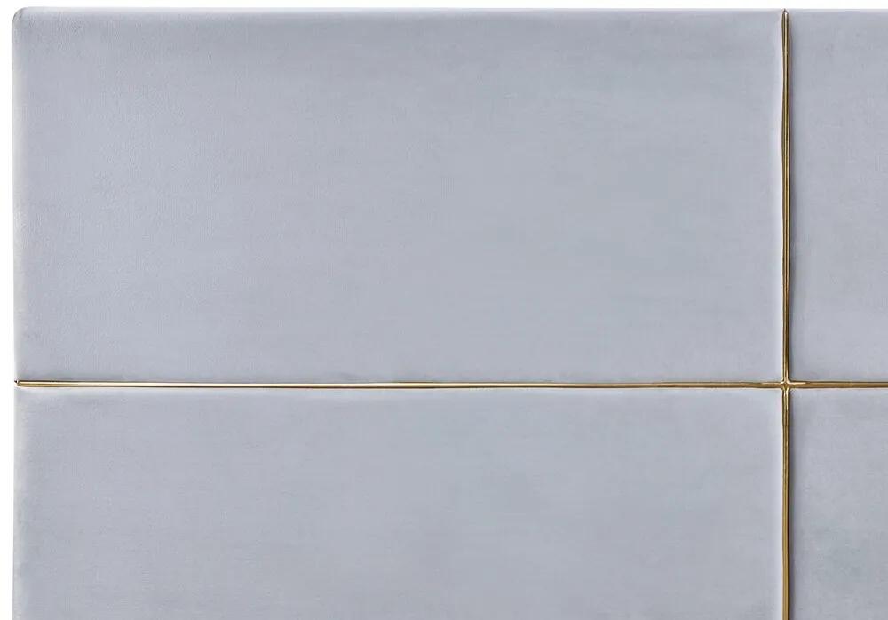Cama de casal com arrumação em veludo cinzento claro 180 x 200 cm VERNOYES   Beliani