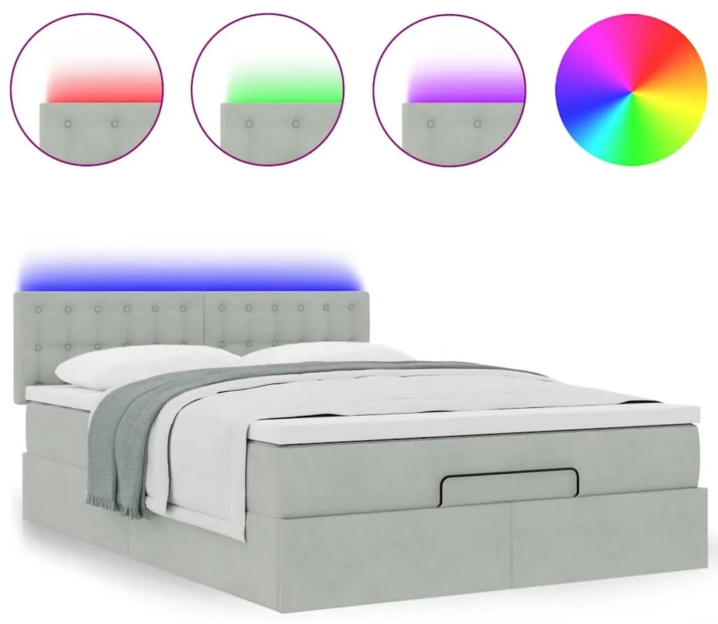Estrutura de cama otomana com colchão 140x190 cm cinzento claro