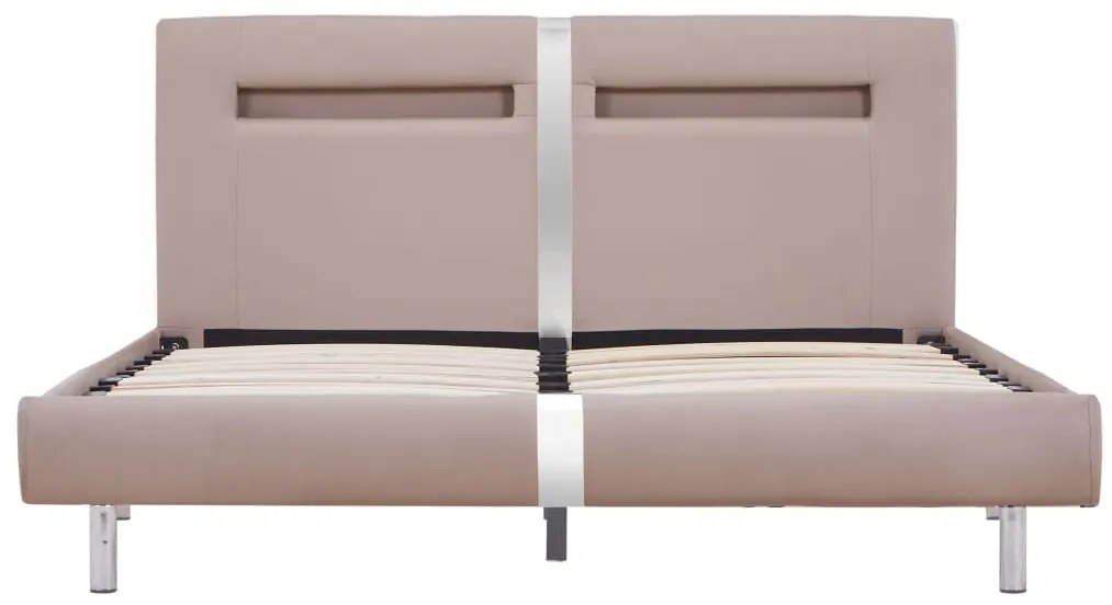 Estrutura de cama c/ LEDs 120x200cm couro artificial cappuccino