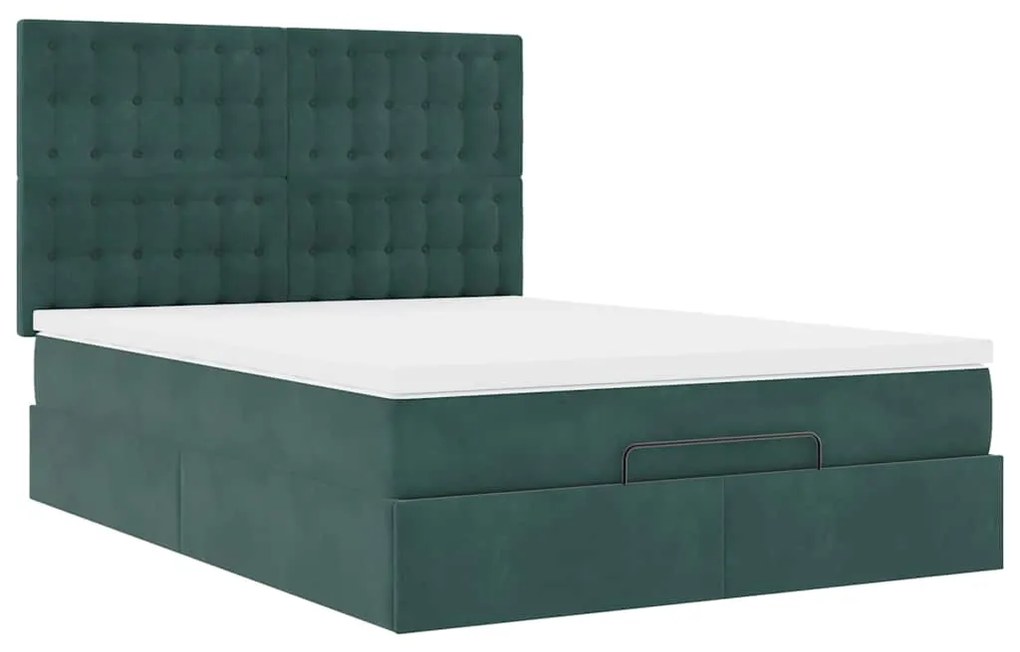 Estrutura cama otomana colchões 140x200 cm veludo verde escuro