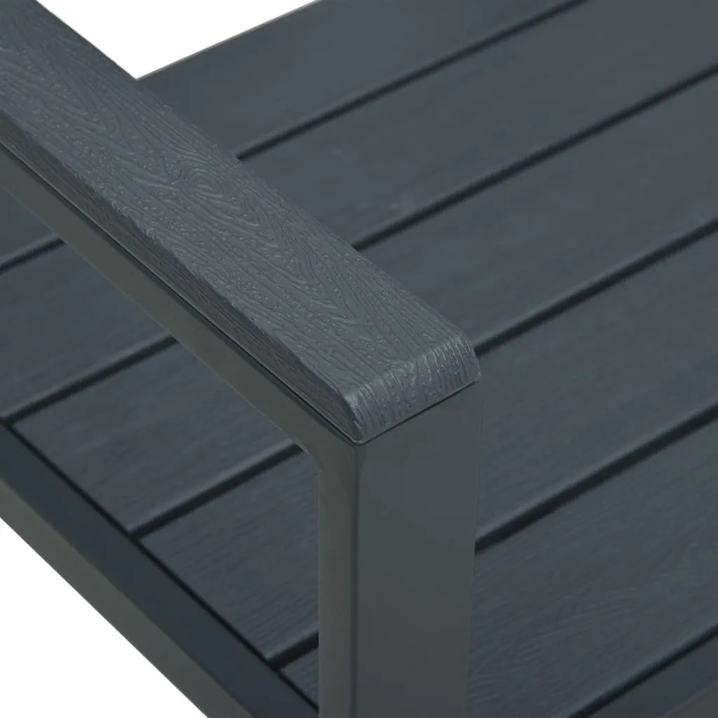 Banco de jardim 120 cm PEAD aspeto de madeira cinzento