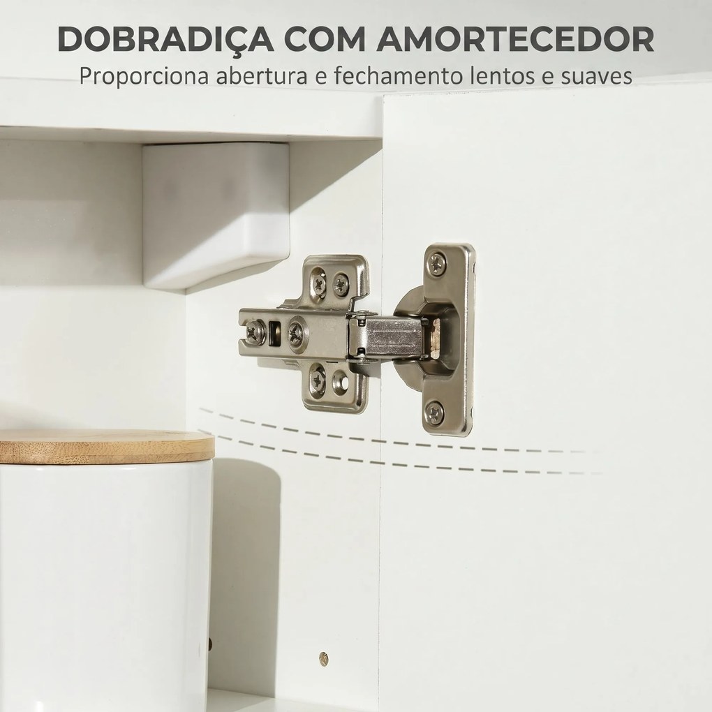 Armário de Casa de Banho com Espelho, 2 Portas e Prateleiras Ajustáveis, 48x15x45 cm, Branco