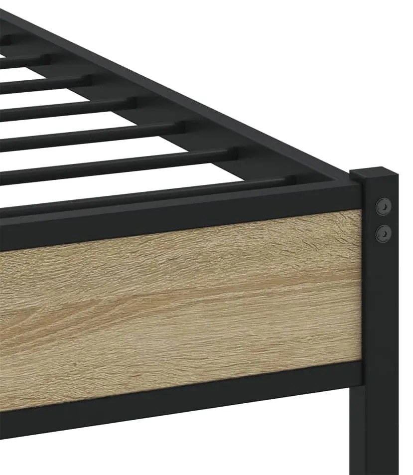 Estrutura de cama sem colchão 90x200 cm metal carvalho sonoma