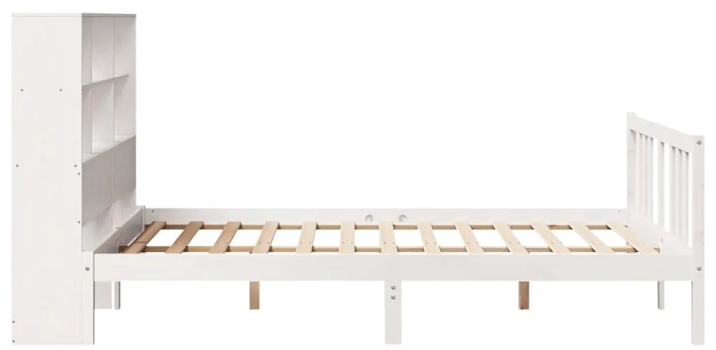 Cama com estante sem colchão 140x200 cm pinho maciço branco