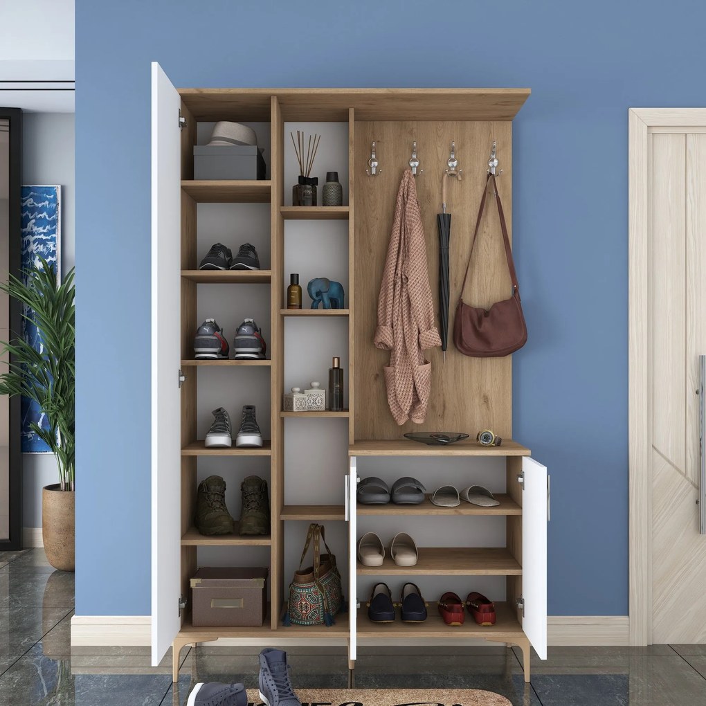 Hall Stand EA109 – Walnut White – 120x198,6x37,5 cm