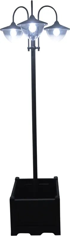 Candeeiro Solar de Jardim com Floreira – 60x55x189 cm – Preto – Luzes