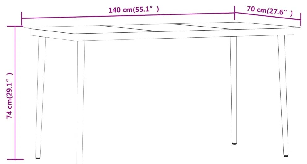 7 pcs conjunto de jantar para jardim cinzento e preto