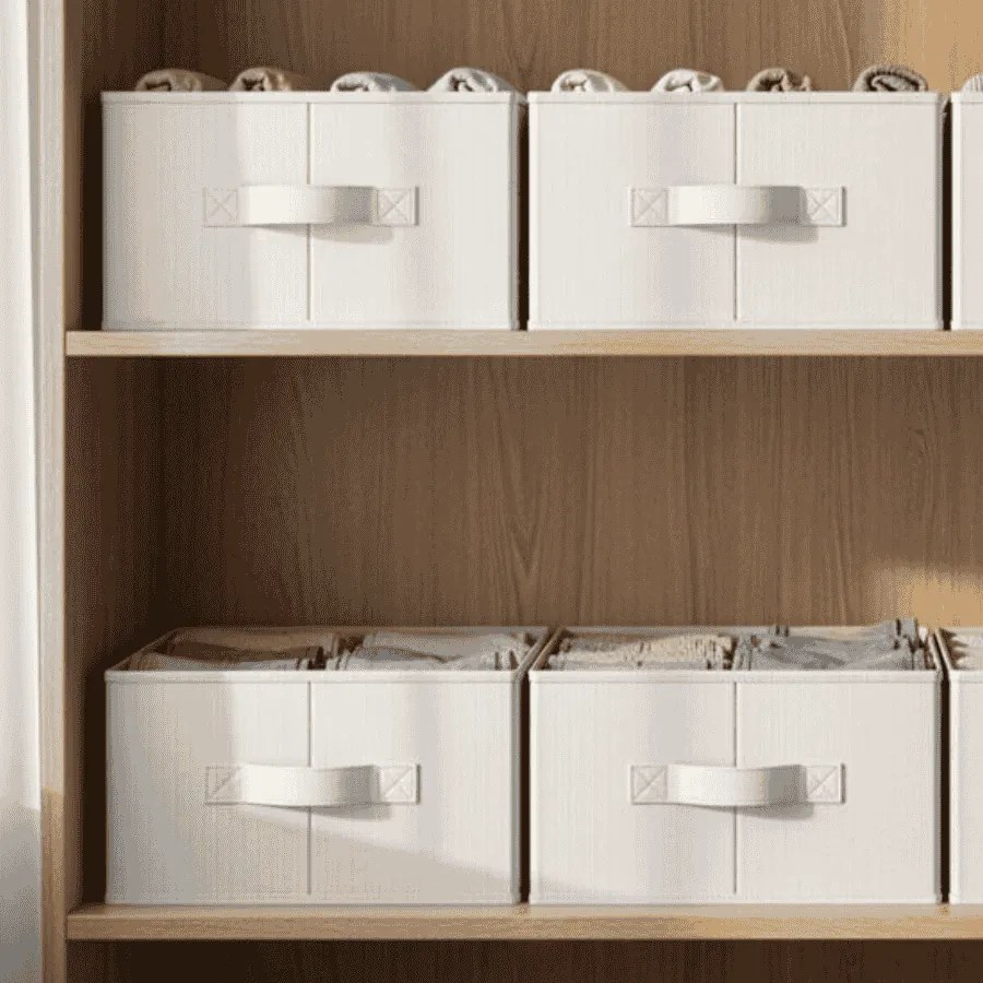 Conjunto de 4 Organizadores para Guarda roupas com 6 compartimentos dobrável 42 x 30 x 17 cm branco clássico