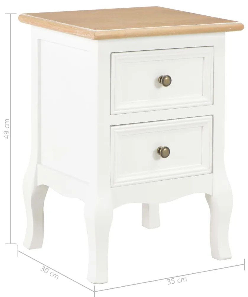 Mesa-de-cabeceira 2 pcs 35x30x49 cm MDF branco