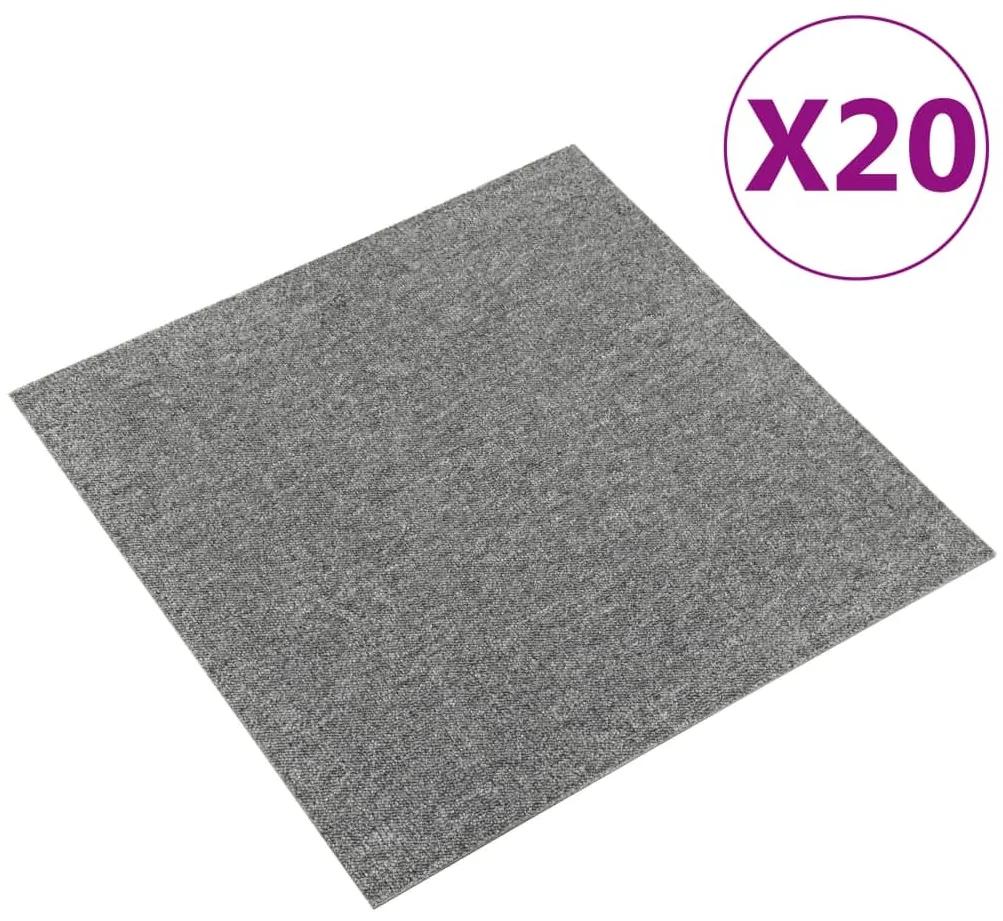 Ladrilhos carpete para pisos 20 pcs 5 m² 50x50 cm cinzento