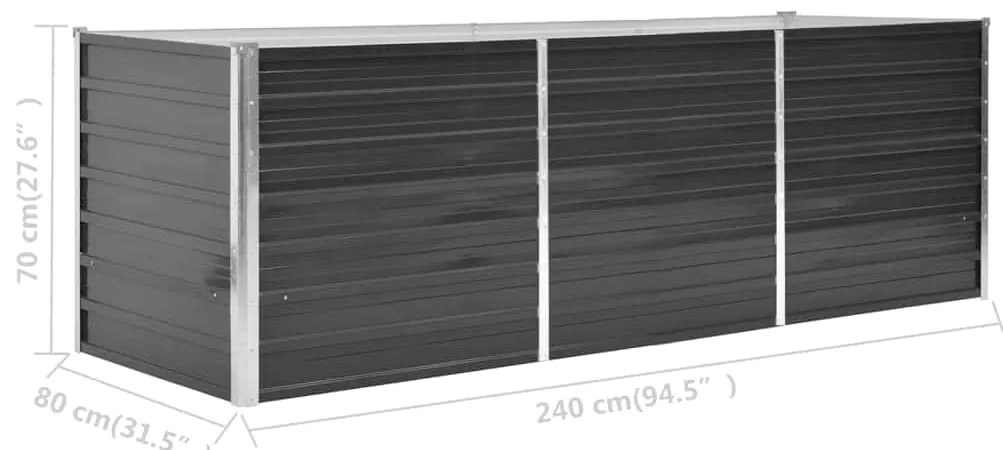 Canteiro elevado jardim aço galvanizado 240x80x77 cm antracite