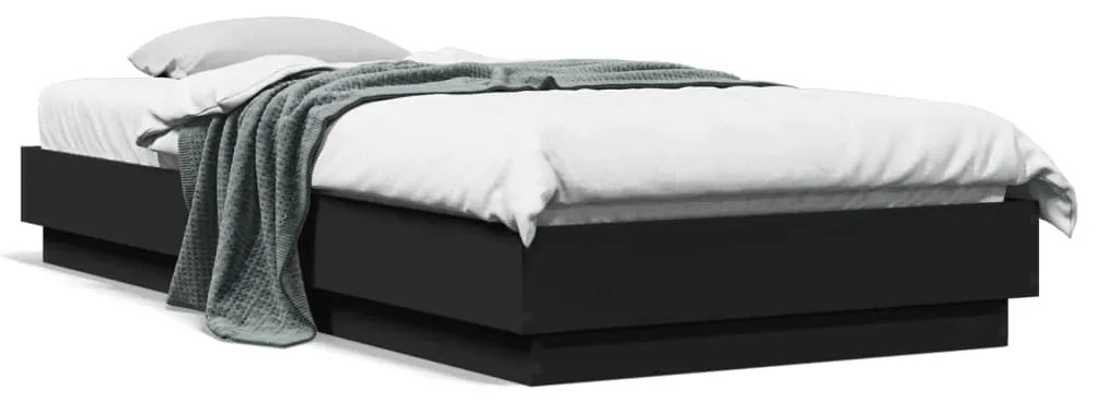 vidaXL Estrutura de cama com luzes LED 100x200 cm preto
