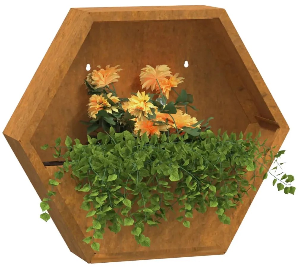 Vasos/floreiras de parede 2 pcs aço corten cor enferrujado