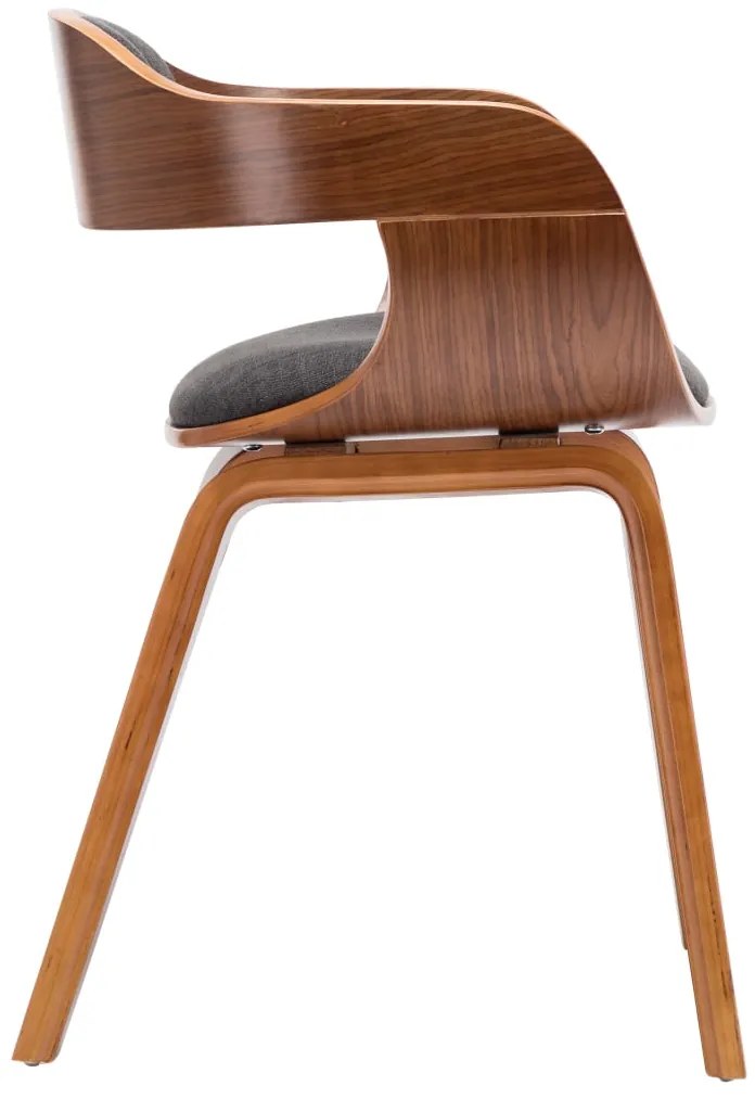 Cadeiras de jantar 2 pcs tecido/madeira curvada cinzento-escuro