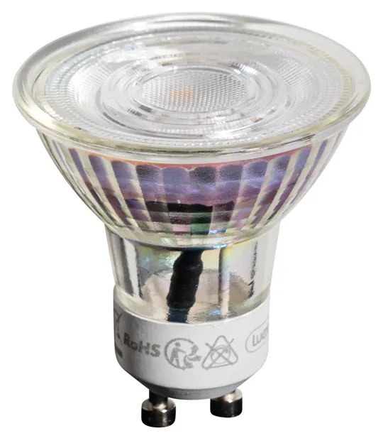 Conjunto de 5 lâmpadas LED GU10 50mm transparentes 3,5W 330 lm 3000K