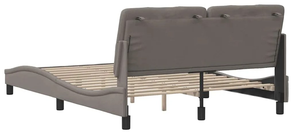 Cama sem colchão 140x200 cm tecido castanho-acinzentado