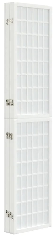 Biombo dobrável com 5 painéis estilo japonês 200x170 cm branco