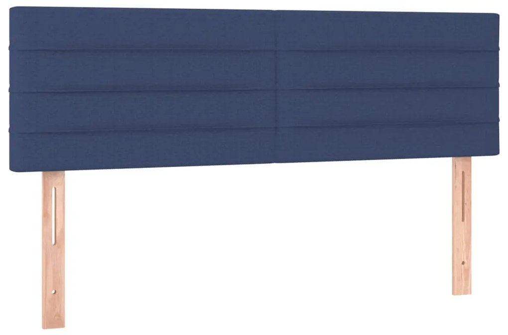 Cabeceira de cama c/ luzes LED tecido 144x5x78/88 cm azul