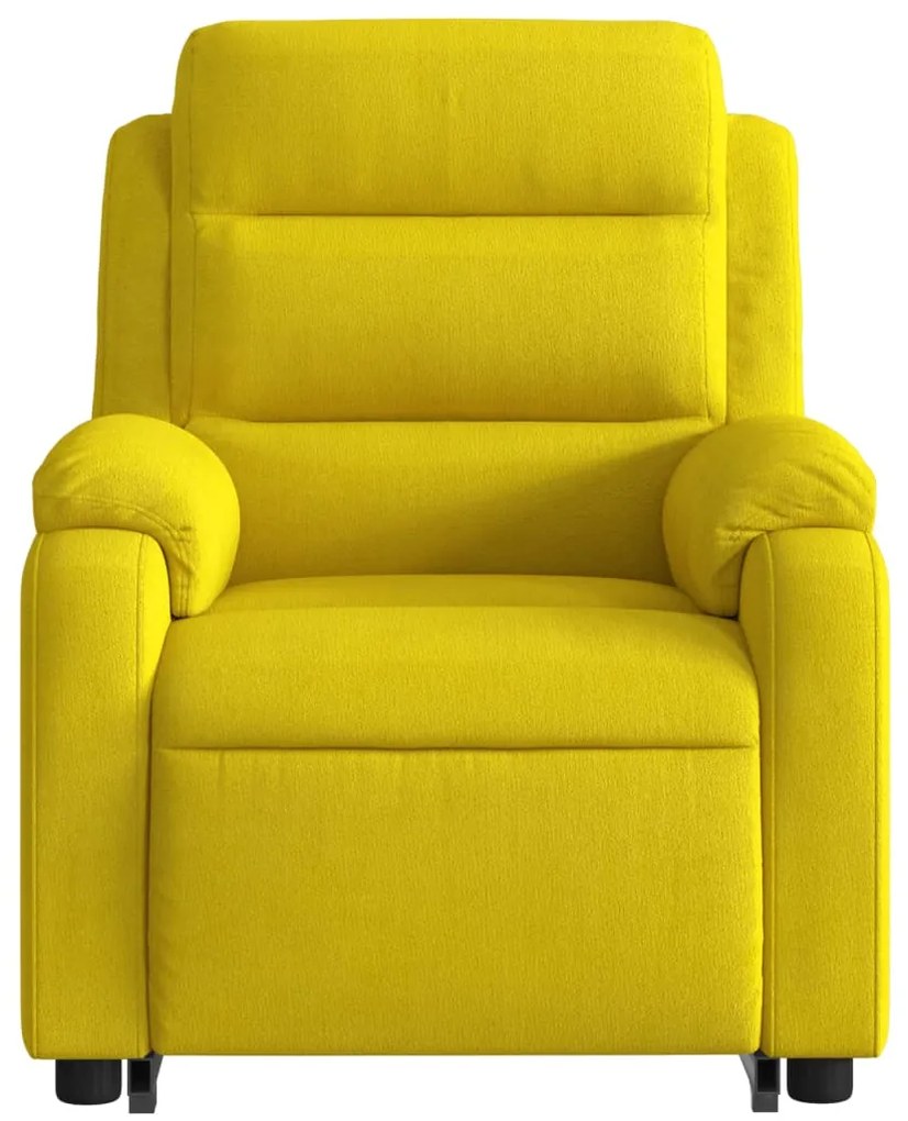 Poltrona massagens reclin. elevatória elétrica veludo amarelo