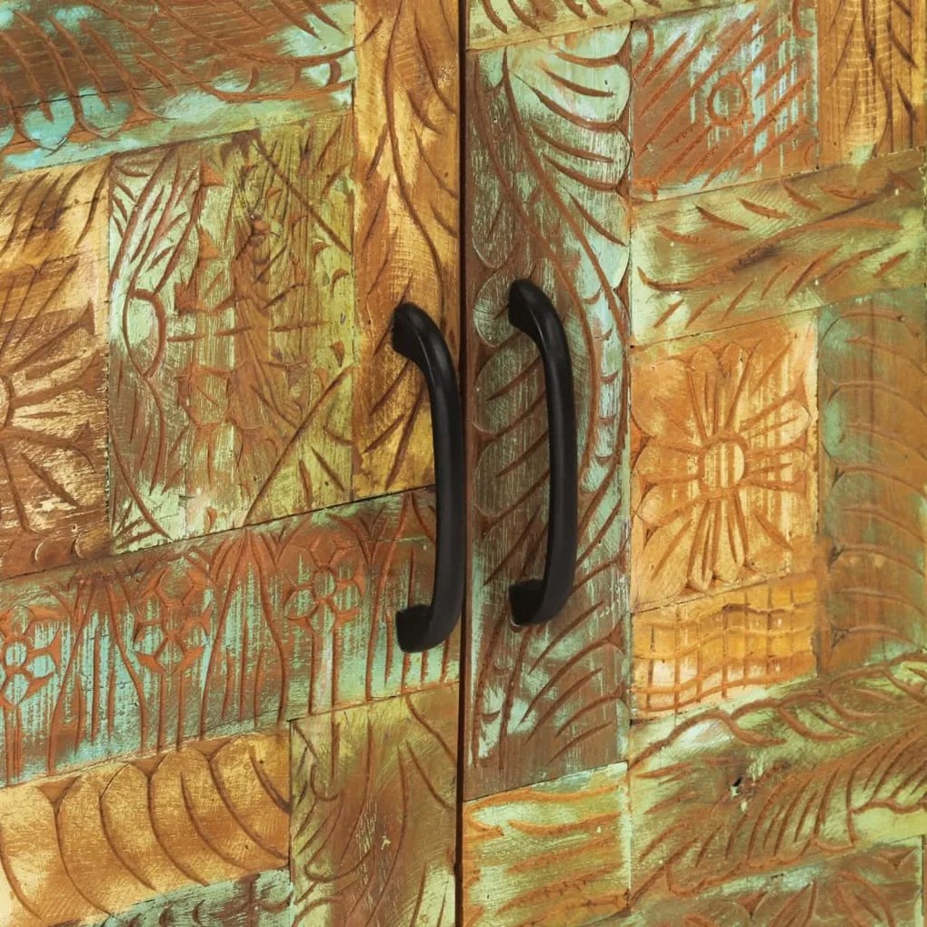 Aparador esculpido à mão 55x30x75 cm madeira recuperada maciça