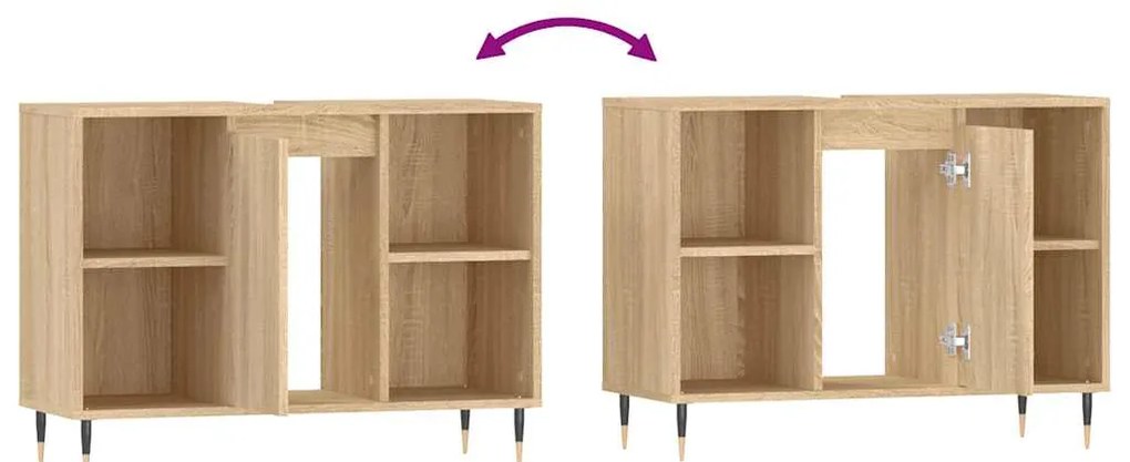 Armário p/ casa banho 80x33x60cm deriv. madeira carvalho sonoma